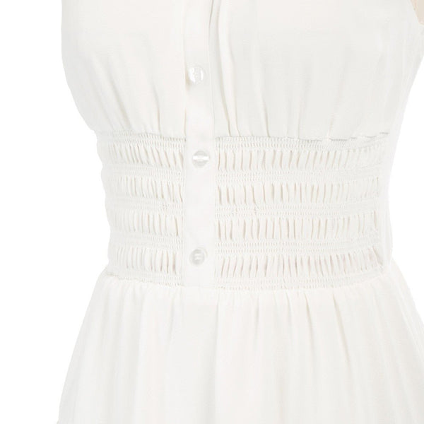 Casual Dresses Women Square Neck Short Dress Sexy Elegant Wide Straps Smocked Tiered Pure Color Pleated Summer Lady A-Line Dress - Vimost Shop