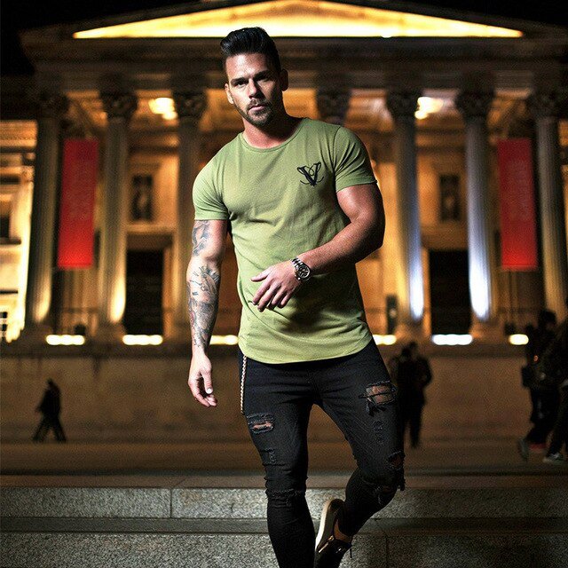 Casual Fashion Printed Gyms T-shirt Fitness Bodybuilding Short sleeve Cotton T shirts Slim Tee Top Male Workout Clothing - Vimost Shop