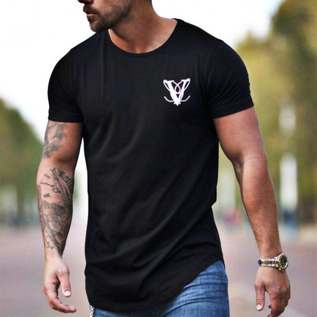 Casual Fashion Printed Gyms T-shirt Fitness Bodybuilding Short sleeve Cotton T shirts Slim Tee Top Male Workout Clothing - Vimost Shop