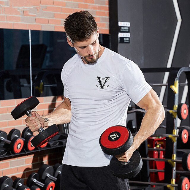 Casual Fashion Printed Gyms T-shirt Fitness Bodybuilding Short sleeve Cotton T shirts Slim Tee Top Male Workout Clothing - Vimost Shop