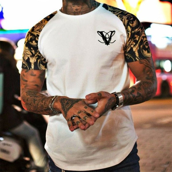 Casual Fashion Printed Gyms T-shirt Fitness Bodybuilding Short sleeve Cotton T shirts Slim Tee Top Male Workout Clothing - Vimost Shop