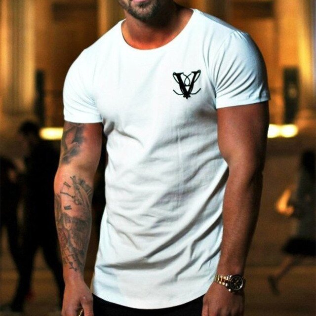 Casual Fashion Printed Gyms T-shirt Fitness Bodybuilding Short sleeve Cotton T shirts Slim Tee Top Male Workout Clothing - Vimost Shop