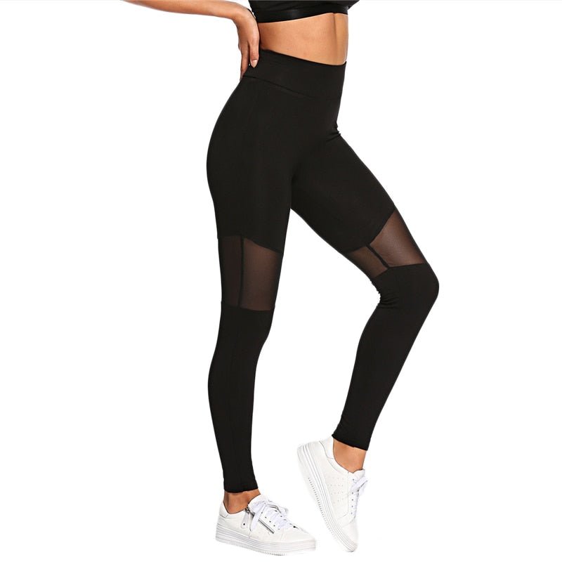 Casual Sexy Contrast Mesh Contrast Skinny Solid Leggings Summer Women Trousers - Vimost Shop