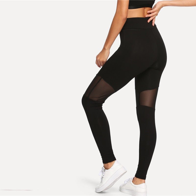 Casual Sexy Contrast Mesh Contrast Skinny Solid Leggings Summer Women Trousers - Vimost Shop