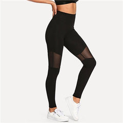 Casual Sexy Contrast Mesh Contrast Skinny Solid Leggings Summer Women Trousers