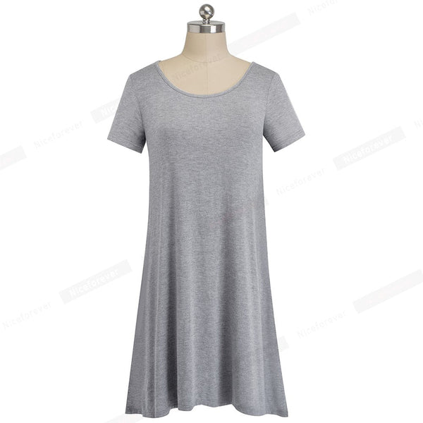 Casual Solid Color with Back Cross Shift Dresses Summer Straight Loose Women Dress - Vimost Shop