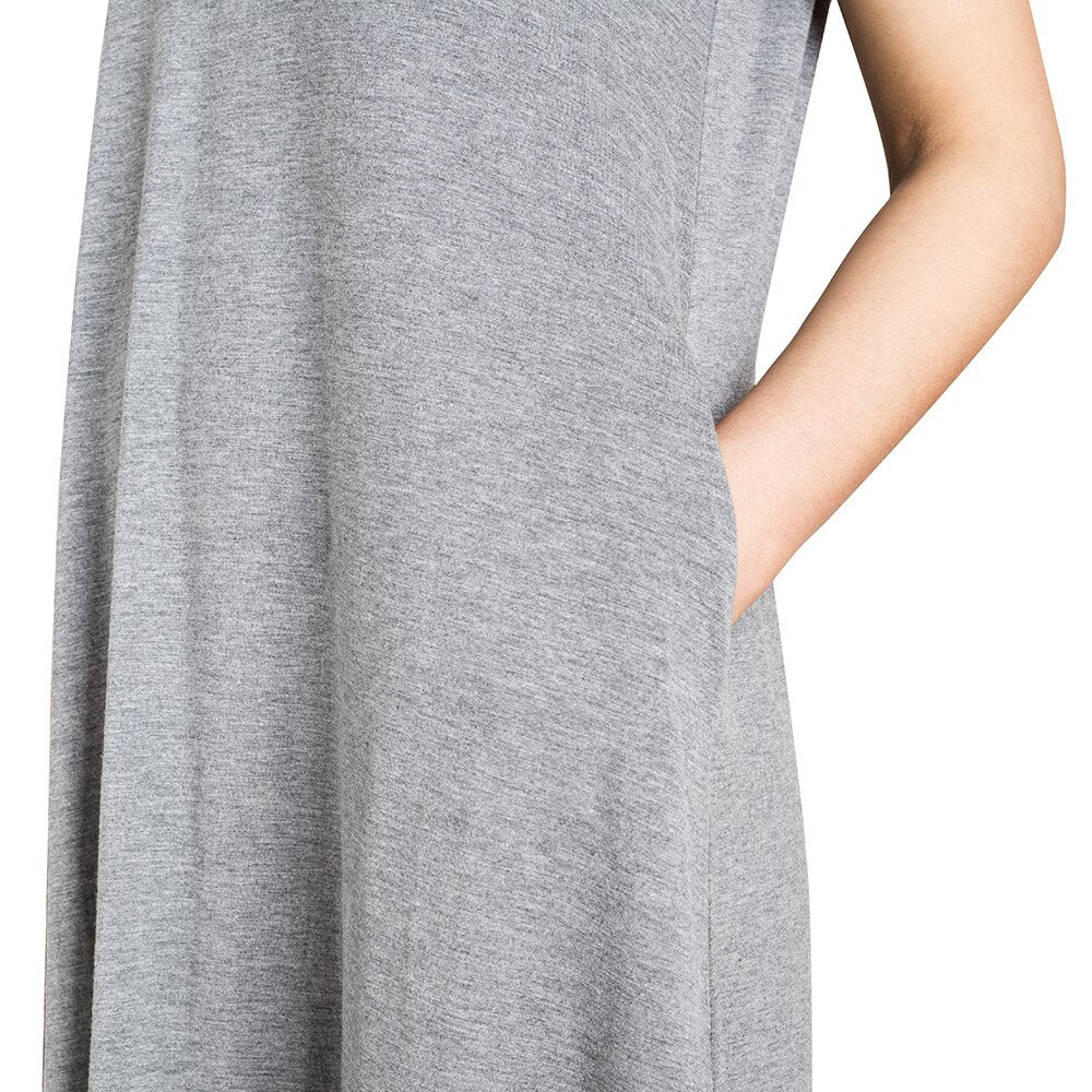Casual Solid Color with Back Cross Shift Dresses Summer Straight Loose Women Dress - Vimost Shop