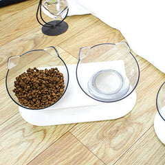 Cat Bowl Dual-use Transparent Non-slip Protect Cervical Vertebrae Tilt Mouth Pet Drinking Water Food Bowls for Dog Cats