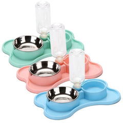 Cat Bowl Non-slip Pet Double Bowls Automatic Water Dispenser Puppy Eating Dish Food Feeder for Dogs Cats Pet Feeding Supplies