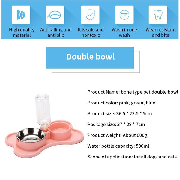 Cat Bowl Non-slip Pet Double Bowls Automatic Water Dispenser Puppy Eating Dish Food Feeder for Dogs Cats Pet Feeding Supplies - Vimost Shop