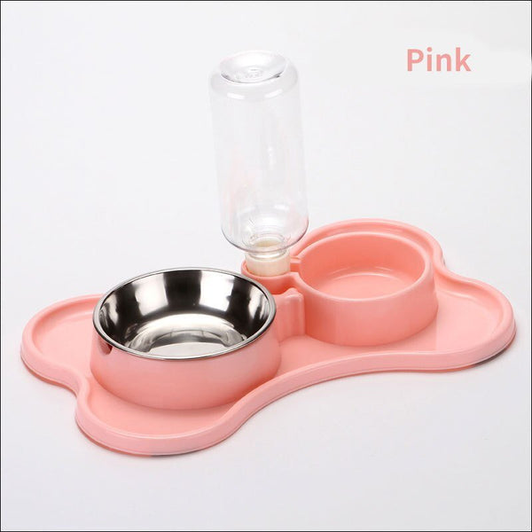 Cat Bowl Non-slip Pet Double Bowls Automatic Water Dispenser Puppy Eating Dish Food Feeder for Dogs Cats Pet Feeding Supplies - Vimost Shop