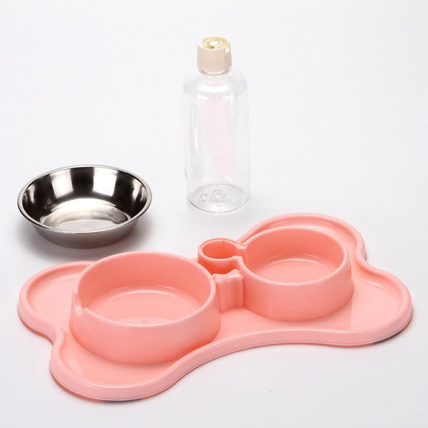 Cat Bowl Non-slip Pet Double Bowls Automatic Water Dispenser Puppy Eating Dish Food Feeder for Dogs Cats Pet Feeding Supplies - Vimost Shop