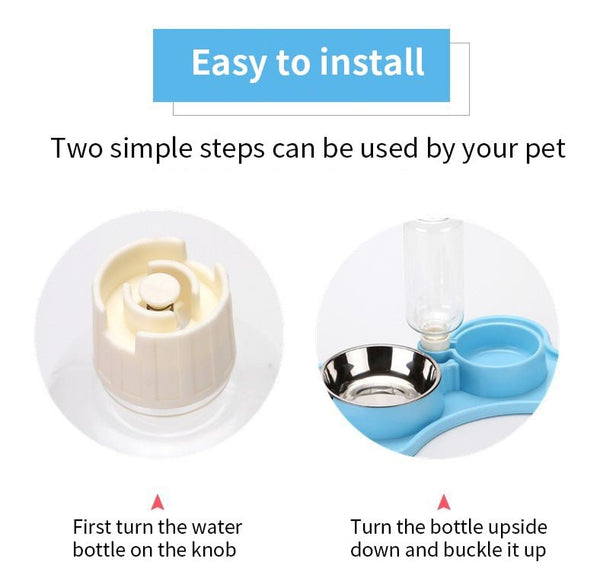 Cat Bowl Non-slip Pet Double Bowls Automatic Water Dispenser Puppy Eating Dish Food Feeder for Dogs Cats Pet Feeding Supplies - Vimost Shop