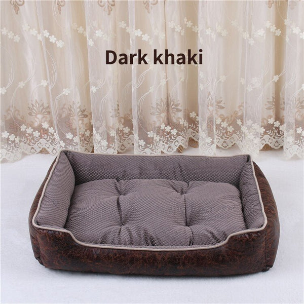 Cat Dog Bed Winter Warm Pet Sofa Waterproof Leather Kennel House Removable Mat For Small Medium Large Dogs Pets Sleeping Beds - Vimost Shop