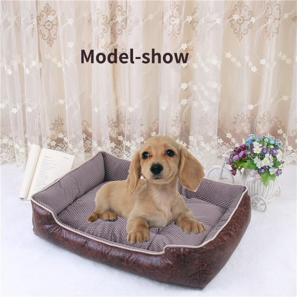 Cat Dog Bed Winter Warm Pet Sofa Waterproof Leather Kennel House Removable Mat For Small Medium Large Dogs Pets Sleeping Beds - Vimost Shop