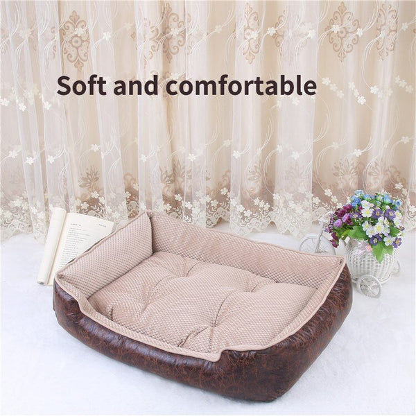Cat Dog Bed Winter Warm Pet Sofa Waterproof Leather Kennel House Removable Mat For Small Medium Large Dogs Pets Sleeping Beds - Vimost Shop