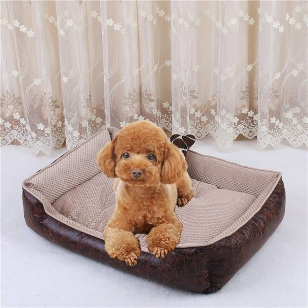Cat Dog Bed Winter Warm Pet Sofa Waterproof Leather Kennel House Removable Mat For Small Medium Large Dogs Pets Sleeping Beds - Vimost Shop