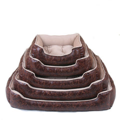 Cat Dog Bed Winter Warm Pet Sofa Waterproof Leather Kennel House Removable Mat For Small Medium Large Dogs Pets Sleeping Beds