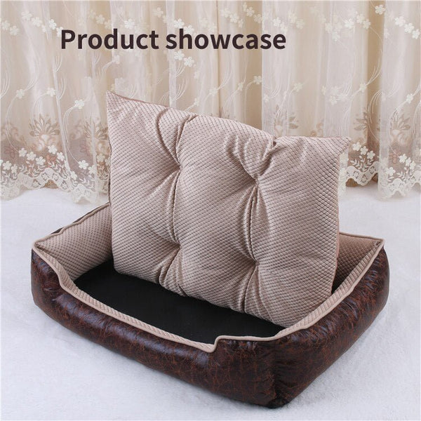 Cat Dog Bed Winter Warm Pet Sofa Waterproof Leather Kennel House Removable Mat For Small Medium Large Dogs Pets Sleeping Beds - Vimost Shop