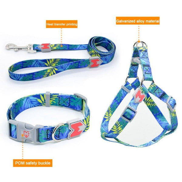 Cat Dog Collar Harness Leash Adjustable Nylon Pet Traction Cat Dog Collar Adjustable Quick Release Pet Harness Belt - Vimost Shop