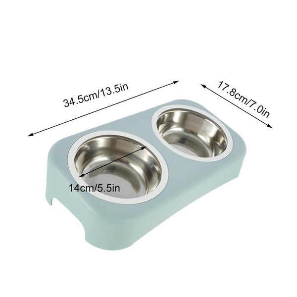 Cat Stainless Steel Bowls Pet Feeding Double Bowl Anti-skid Water Bowl Food Dish Dog Cats Feeder Round Bowl Pets Supplies - Vimost Shop