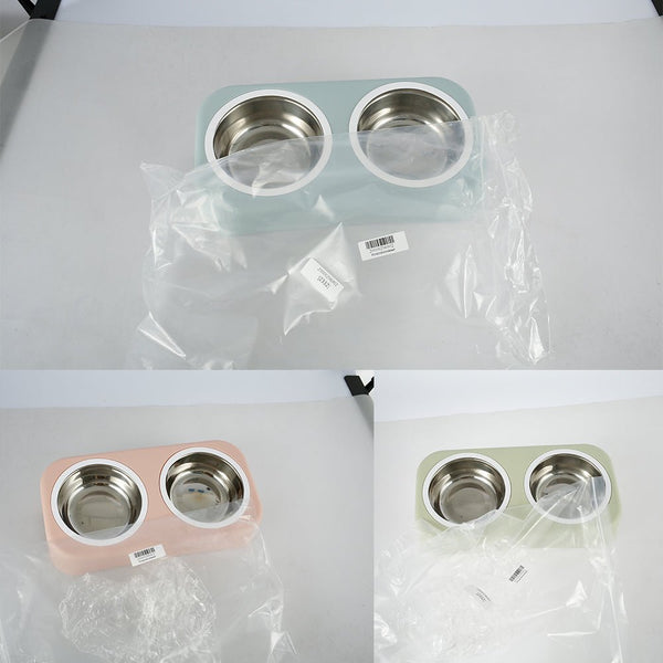 Cat Stainless Steel Bowls Pet Feeding Double Bowl Anti-skid Water Bowl Food Dish Dog Cats Feeder Round Bowl Pets Supplies - Vimost Shop
