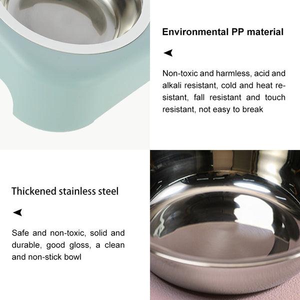 Cat Stainless Steel Bowls Pet Feeding Double Bowl Anti-skid Water Bowl Food Dish Dog Cats Feeder Round Bowl Pets Supplies - Vimost Shop
