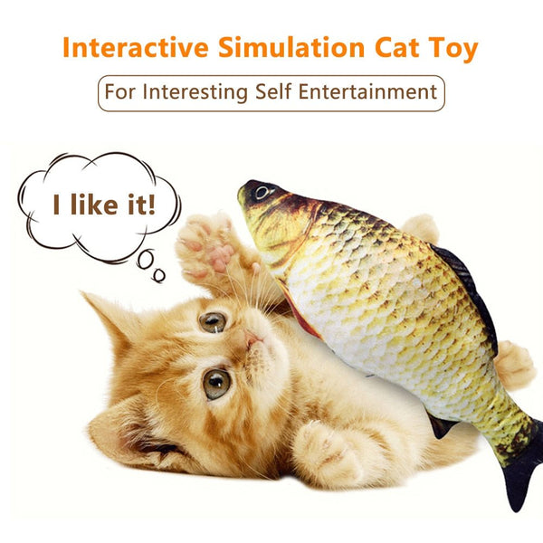 Cat Toy Electric Wagging Fish Simulation Fish Kitten Chewing Biting Kicking Playing Toys Catnip Stuffed Cat Interactive Toy - Vimost Shop