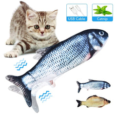 Cat Toy Electric Wagging Fish Simulation Fish Kitten Chewing Biting Kicking Playing Toys Catnip Stuffed Cat Interactive Toy