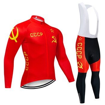 CCCP Cycling Jersey 9D Bib Set MTB Uniform Red Bike Clothing Spring/Autumn Quick Dry Bicycle Clothes Mens Long Cycling Wear - Vimost Shop
