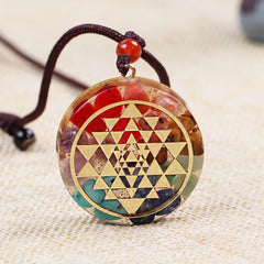 Chakra Orgonite Energy Pendant Healing Necklace With Sri Yantra Symbol Sacred Geometry Yoga Jewelry