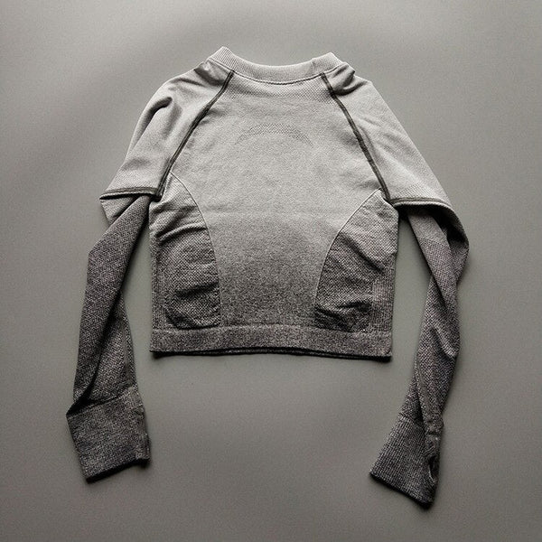 Changing Color Yoga Fitness Seamless Crop Top 2020 Sports Athletic Long Sleeve Jogging Shirts Fitness Gym High Quality Tops - Vimost Shop