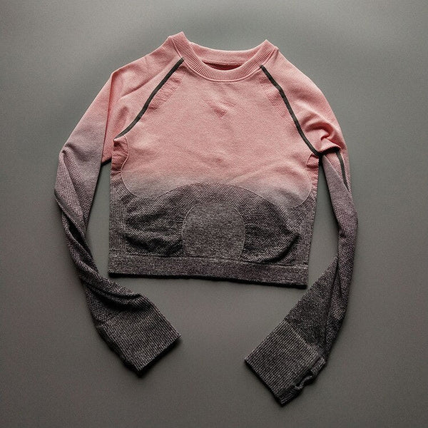 Changing Color Yoga Fitness Seamless Crop Top 2020 Sports Athletic Long Sleeve Jogging Shirts Fitness Gym High Quality Tops - Vimost Shop
