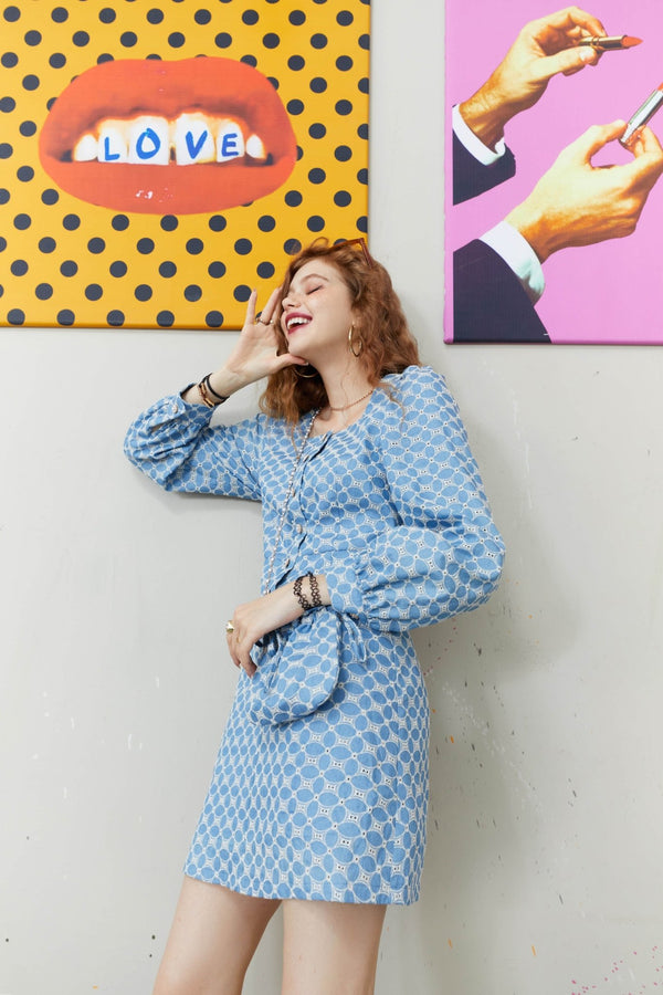 Chic Pearls Casual Women Vintage Dress,Autumn High Elastic Waist Full Sleeve Sweety Ladies Preppy Party Dress - Vimost Shop