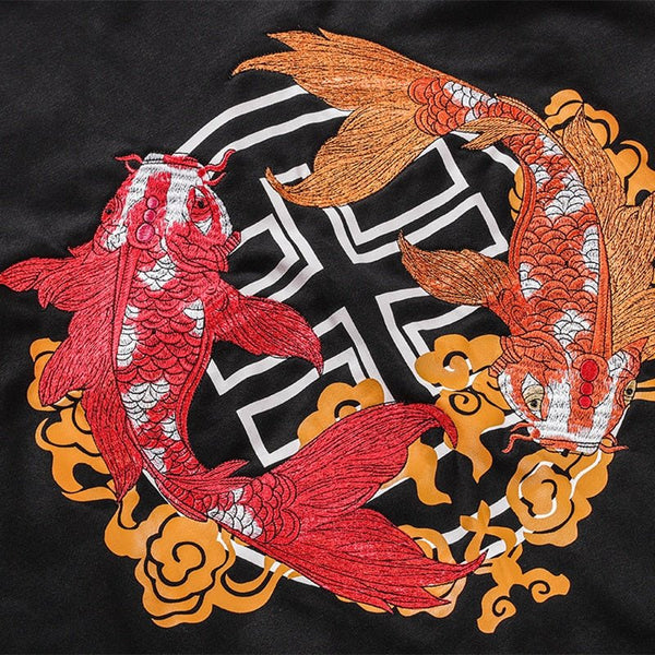 Chinese Style Top Men Carp Koi Embroidered Print Hooded Sweatshirts Hoodies Harajuku Hip Hop Pullover Hoodie Streetwear - Vimost Shop