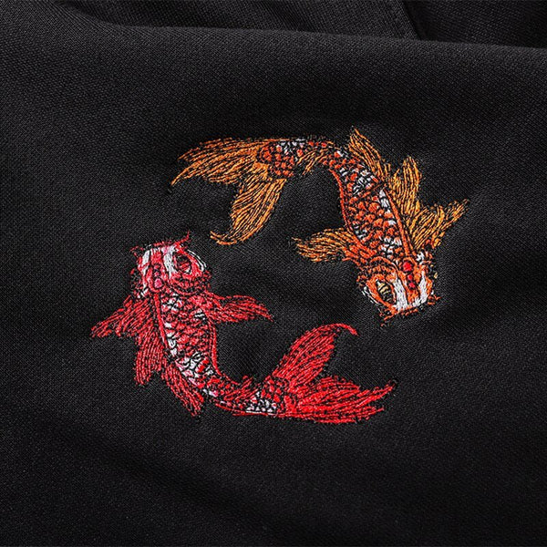 Chinese Style Top Men Carp Koi Embroidered Print Hooded Sweatshirts Hoodies Harajuku Hip Hop Pullover Hoodie Streetwear - Vimost Shop