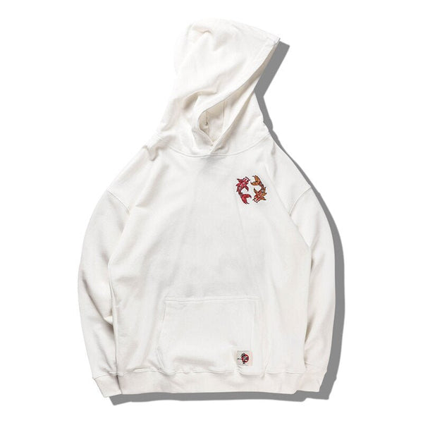 Chinese Style Top Men Carp Koi Embroidered Print Hooded Sweatshirts Hoodies Harajuku Hip Hop Pullover Hoodie Streetwear - Vimost Shop