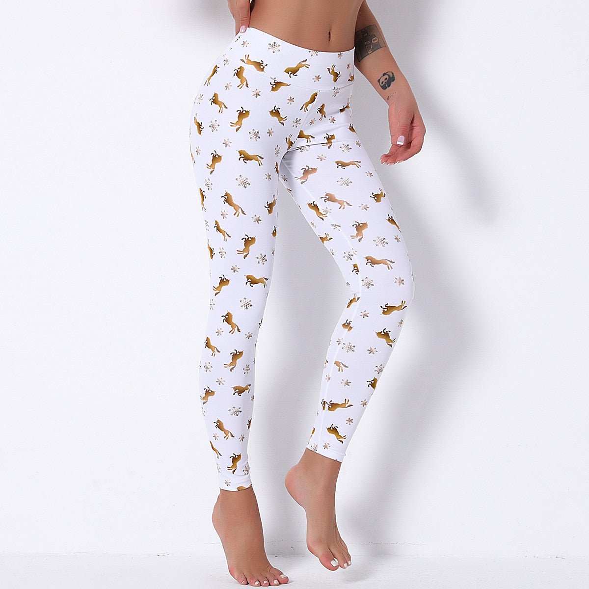 Christmas 13 Colors Print High Elastics Yoga Pants High Waist Hips Lifting Gym Fitness Female Sports Breathable Jogging Pants - Vimost Shop