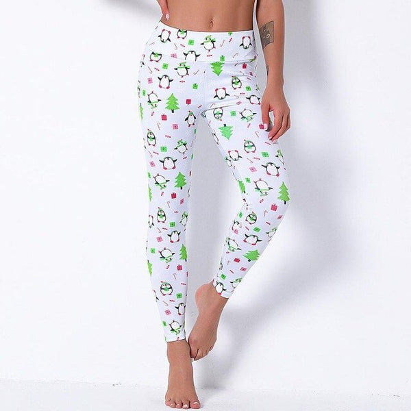 Christmas 13 Colors Print High Elastics Yoga Pants High Waist Hips Lifting Gym Fitness Female Sports Breathable Jogging Pants - Vimost Shop