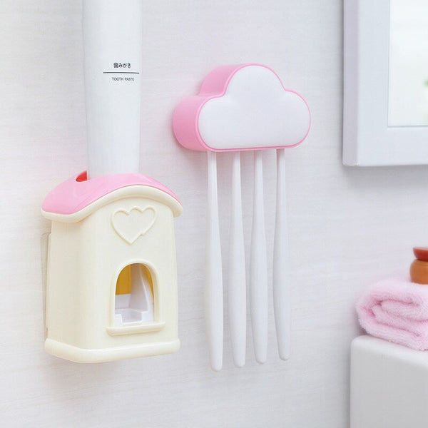 Cloud Toothbrush Holder Multifunction Toothpaste Toothbrush Storage Bathroom Accessories Child Convenient Toothpaste Dispenser - Vimost Shop