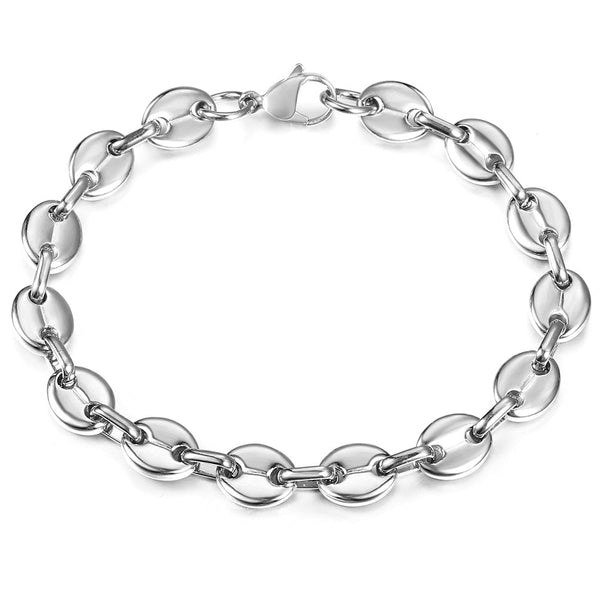 Coffee Beans Link Chain Bracelet Stainless Steel Gold Silver Color for Men Women Simple Bracelet Jewelry Gift 7/9/11mm - Vimost Shop