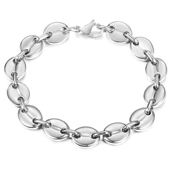 Coffee Beans Link Chain Bracelet Stainless Steel Gold Silver Color for Men Women Simple Bracelet Jewelry Gift 7/9/11mm - Vimost Shop
