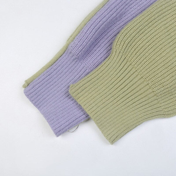 Cold Winter Women Knitted Turtleneck Thicken Sweaters Casual Basic Pullover Jumper Patchwork Long Sleeve Loose Tops - Vimost Shop