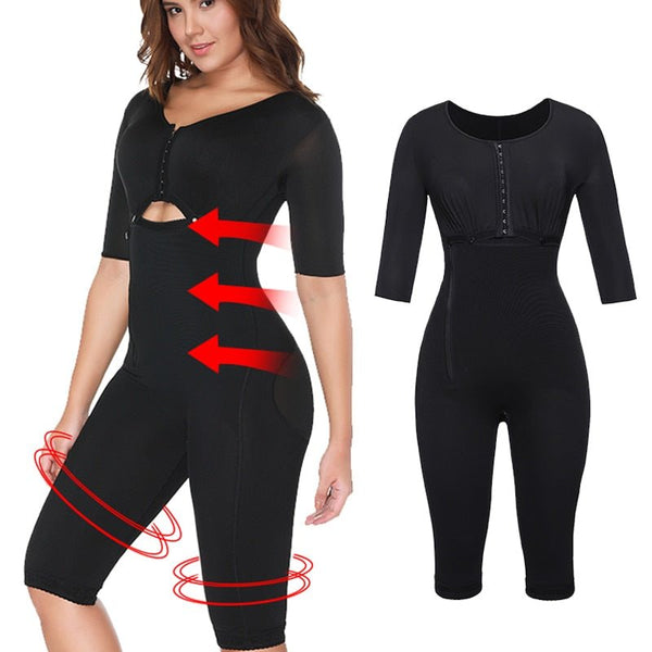 Colombianas Post-Surgery Full Body Arm Shaper Body Suit Powernet Girdle Black Waist Trainer Corsets Slimming Shapewear - Vimost Shop