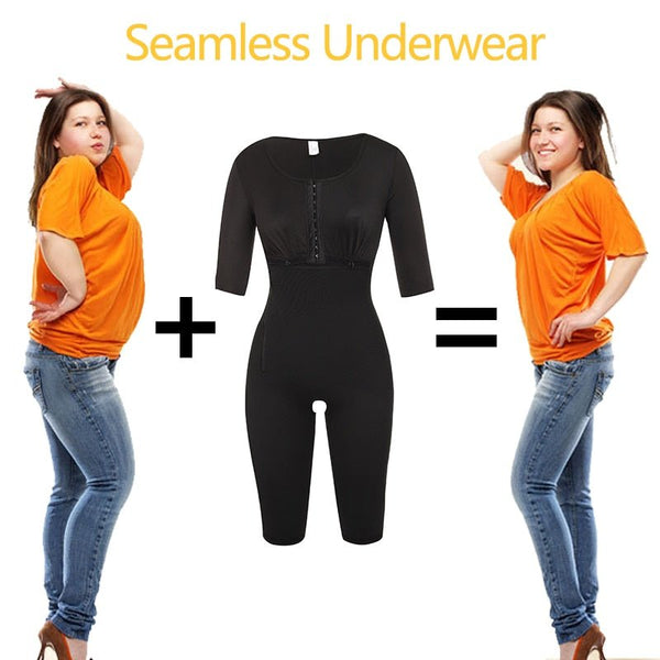 Colombianas Post-Surgery Full Body Arm Shaper Body Suit Powernet Girdle Black Waist Trainer Corsets Slimming Shapewear - Vimost Shop