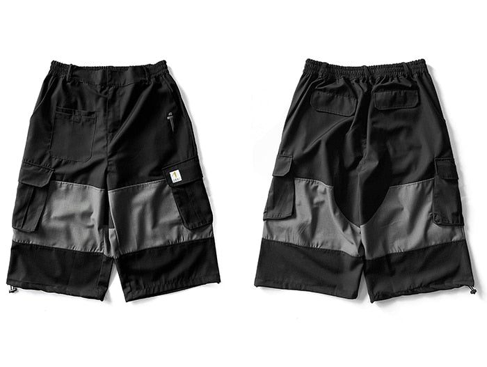 Color Block Cargo Shorts Mens 2020 Multi Pockets Hip Hop Baggy Streetwear Short Pants Casual Harajuku Capri Pants - Vimost Shop