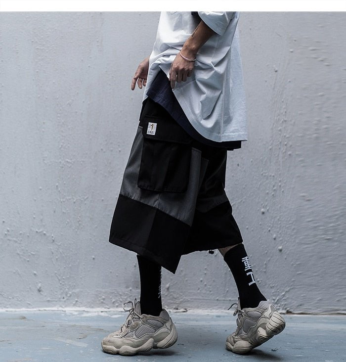 Color Block Cargo Shorts Mens 2020 Multi Pockets Hip Hop Baggy Streetwear Short Pants Casual Harajuku Capri Pants - Vimost Shop