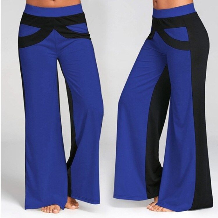 Color Patchwork Wide Leg Pants High Waist Wide Leg Trousers Fitness Loose Dancing Yoga Pants Sports Workout Gym Fitness Pants - Vimost Shop
