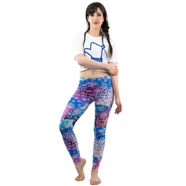 Colorful Dot Print Stitching Pattern Leggings Fitness Stretch Slim Bottoms Sexy Workout Elasticity Pants - Vimost Shop