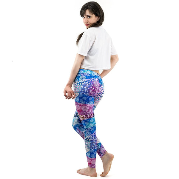 Colorful Dot Print Stitching Pattern Leggings Fitness Stretch Slim Bottoms Sexy Workout Elasticity Pants - Vimost Shop